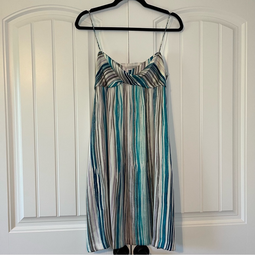 Ann Taylor Loft Striped Satin Flowy Dress Size 6